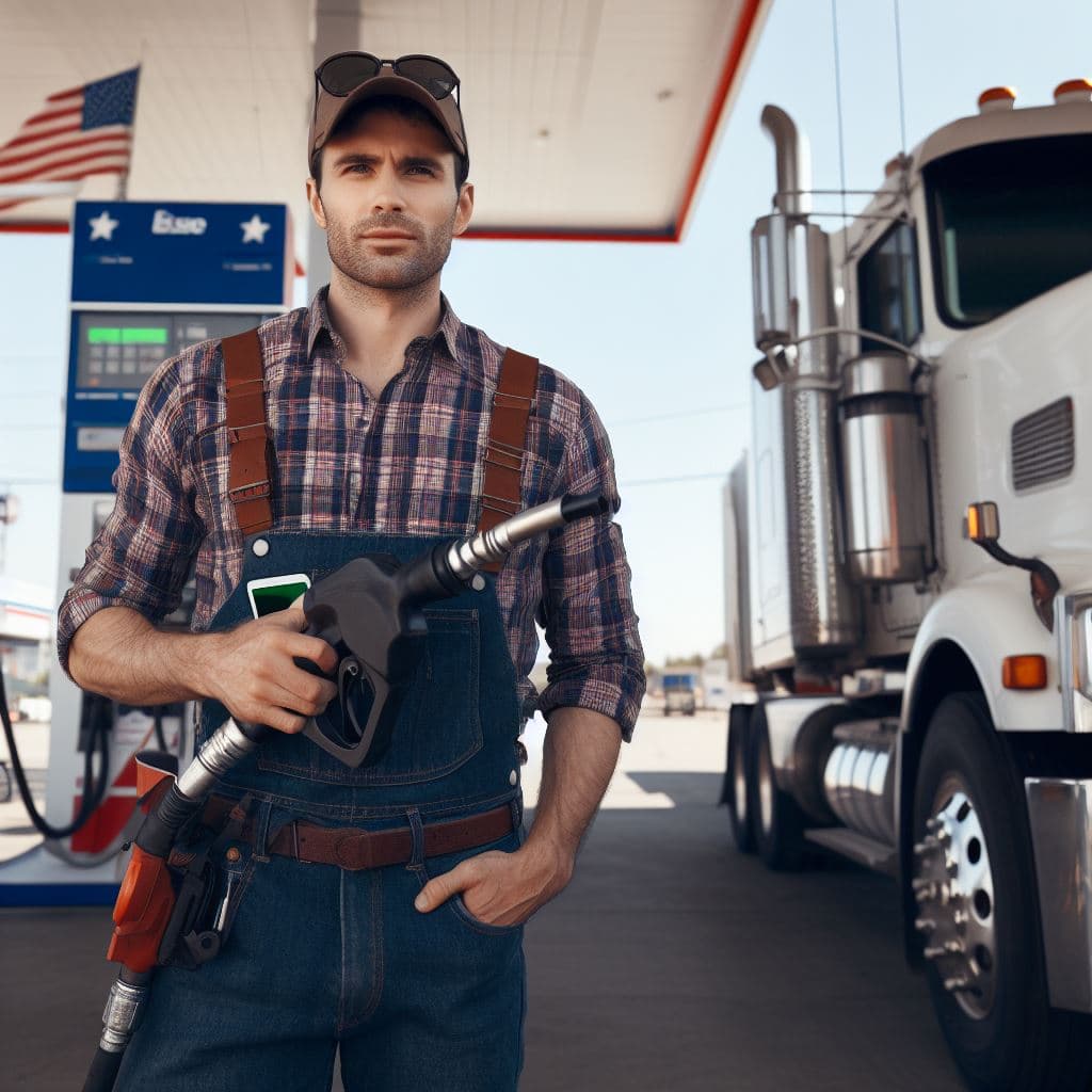 Conductor de camion en gas station ifta